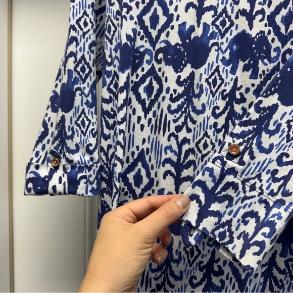 Lilly Pulitzer Ocean Ridge Dress  "Tons of Fun" Elephant Print Blue and White - Picture 8 of 14